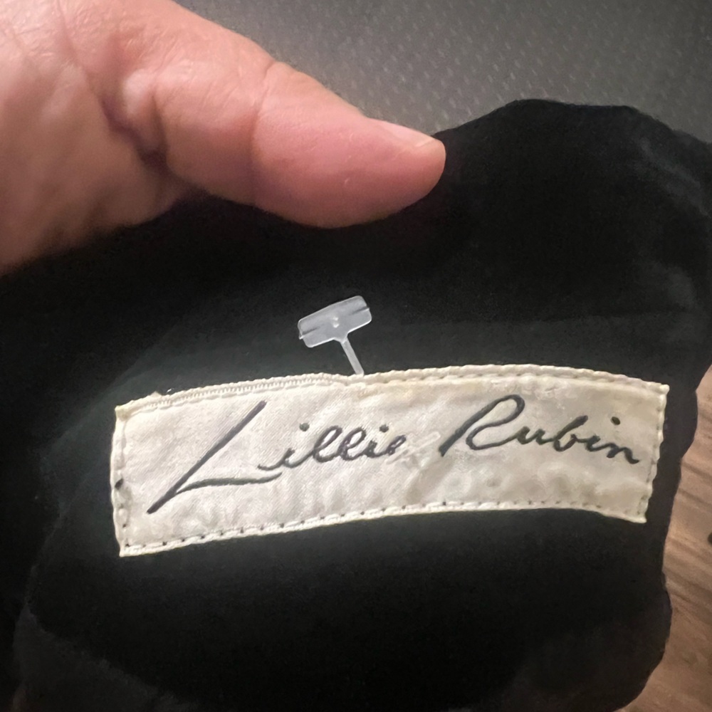 Lillie Rubin Black Velvet Blazer Size 8 Puff Shoulder Tuxedo Lapel Vintage Glam - Picture 11 of 14